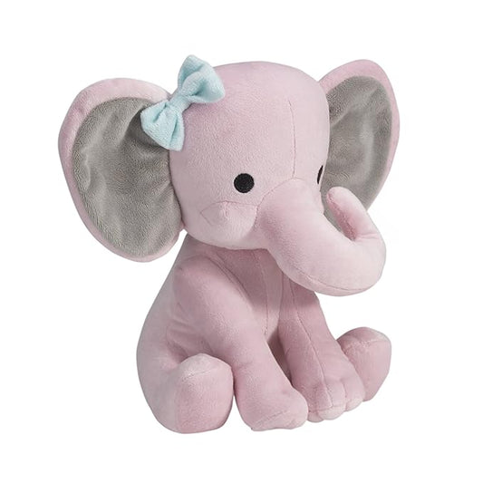 Bedtime Originals Twinkle Toes Pink Elephant Plush, Hazel, 1 Count