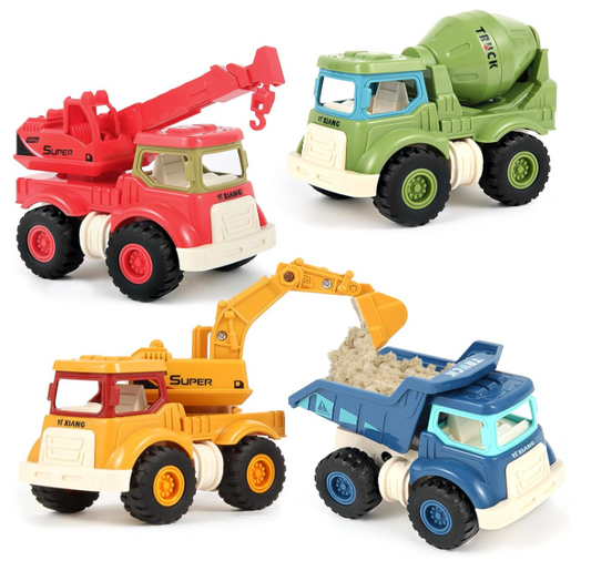 Construction Toys for 2 3 4 5 Years Old Boys Girls Kids Toddlers, Sandbox Excavator Toy Construction Truck Toys Vehicles Dump Crane Cement Mixer Truck, Christmas Birthday Gifts