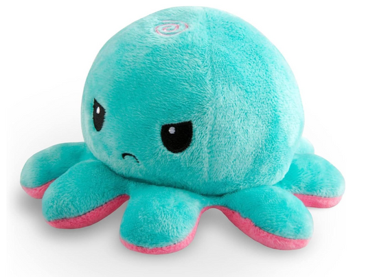 Reversible Octopus Plushie - 4-Inch Pink + Aqua Two-Sided Flip Plush Toy with Embroidered Details - Cute Mini Collectible Plush for Kids, Teens, and Adults