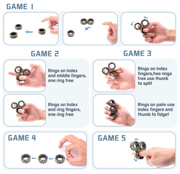 Magnetic Rings Fidget Toy Set, Idea Fidget Toys, Adult Fidget Magnets Spinner Rings for Anxiety Relief Therapy, Fidget Pack Great Gift for Adults Teens Kids Easter Basket Stuffers (3PCS)